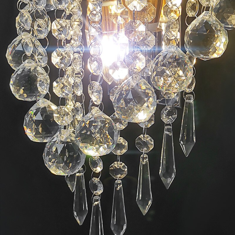 luces led E14 Modern Crystal Mirror Stainless Steel Wall Lights Lamps Sconce Fixtures Lights for Hallway Bedside Living Room