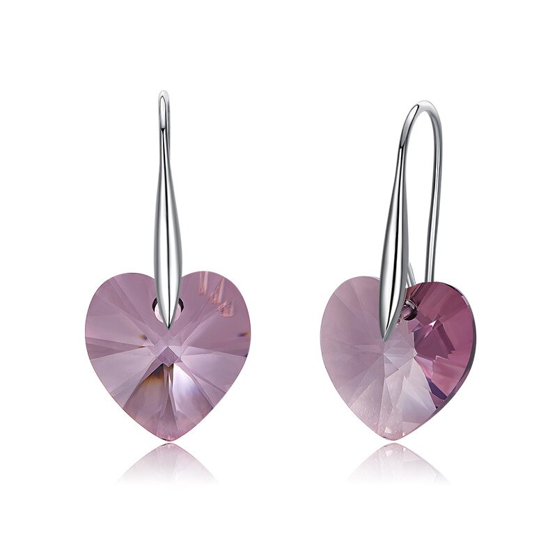 BAFFIN Drop Earrings Hanging Hearts Crystals From Swarovski For Women Party Hot Selling Silver Color Ear Jewelry Friends Gift