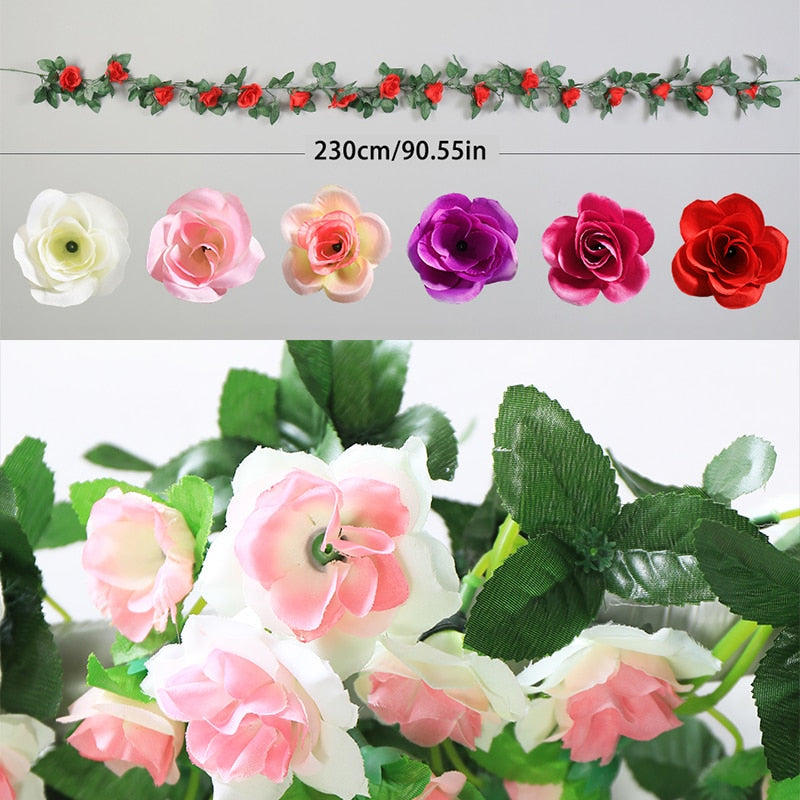 Artificial Flowers Rose 230cm length 16 to 69 flower Flowers for A Wedding Arch Flowers Garland Romantic Rose In Glass Dome
