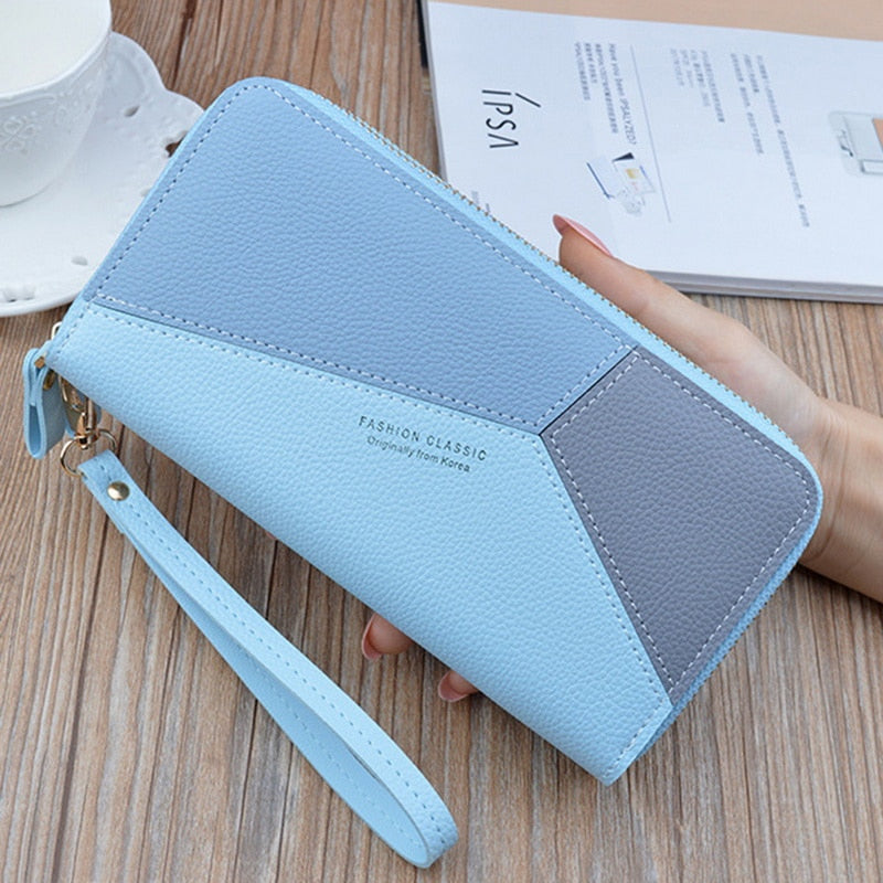 Leather Wallets Women Long Zipper