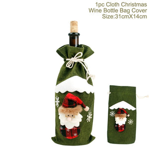 Christmas Wine Bottle Cover Merry Christmas Decor For Home 2020 Natal Noel Christmas Table Decor Xmas Gift Happy New Year 2021