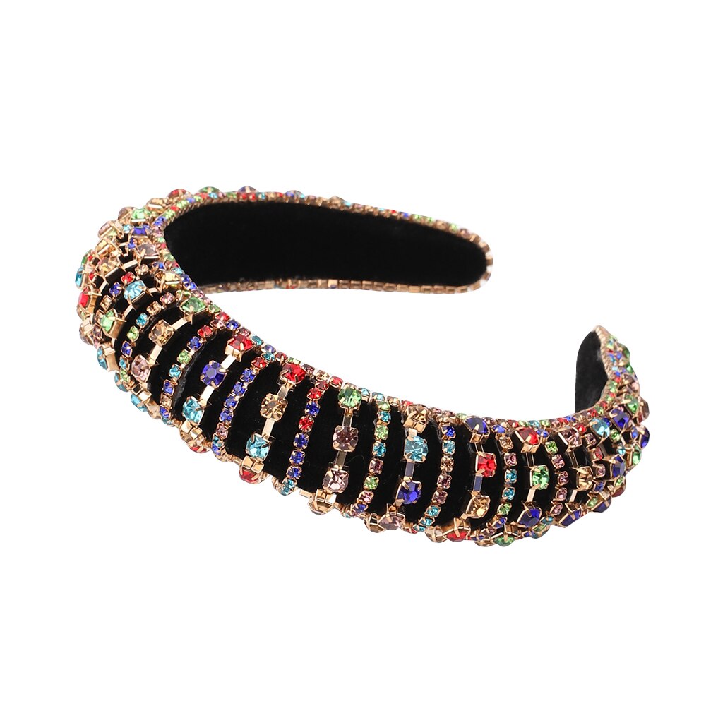 CN Baroque Full Crystal Hair Bands For Women Luxury Padded Diamond Headband Hair Hoop Christmas Gifts Christmas Hair Accessories