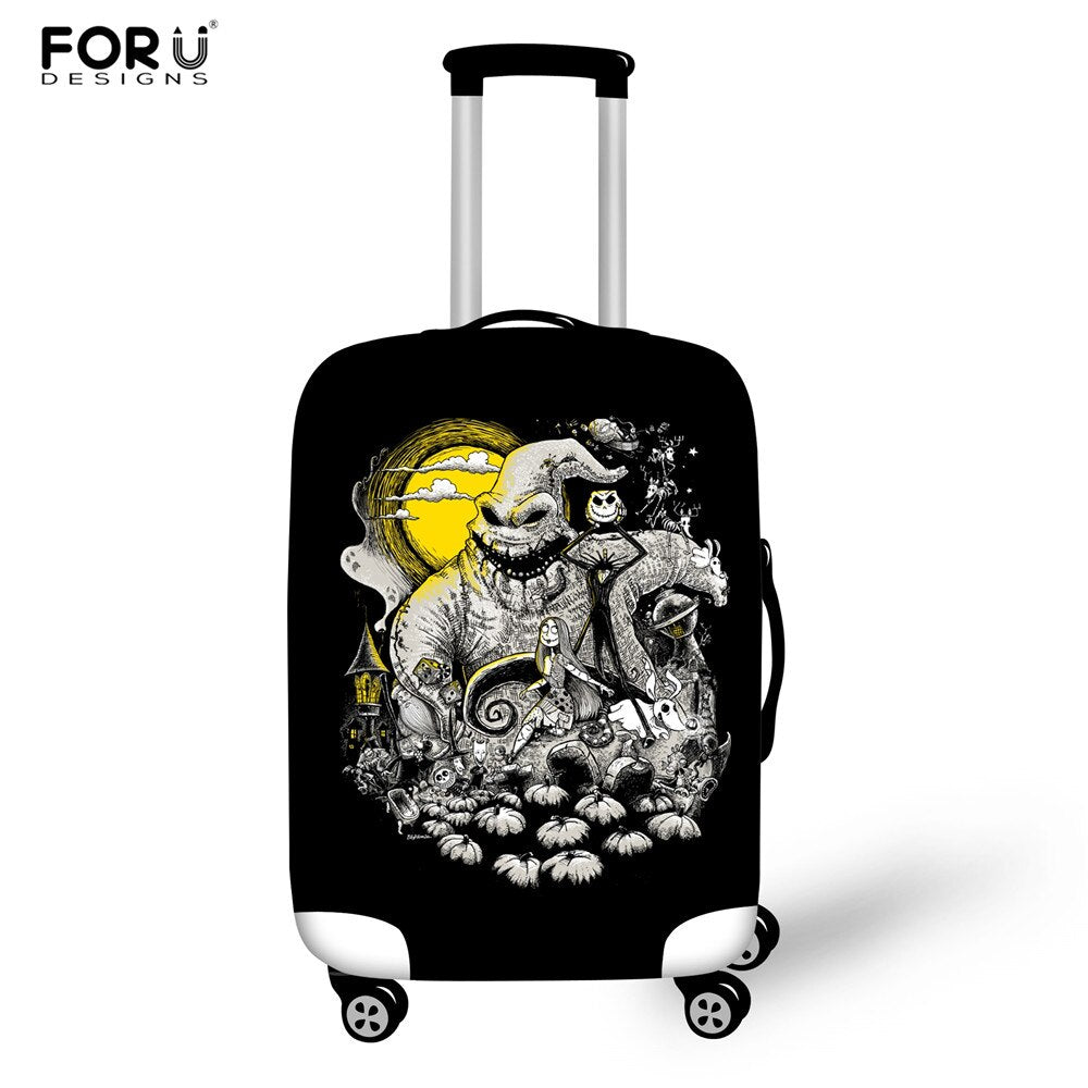 FORUDESIGNS Jack Skellington Brand Design Luggage Cover Protector Nightmare Before Christmas Print Travel Elastic Suitcase Cases