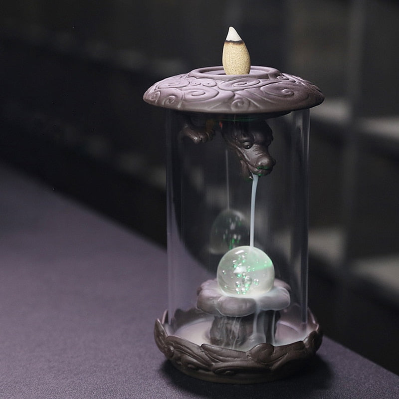Handmade Ceramic Incense Burner Smoke Waterfall Backflow Incense Burner Living Room Decor Incense Holder Feng Shui Decoration