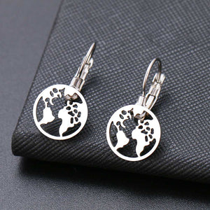 Fashion Earring World Map/Pineapple/Love Heart/Star Small Geometric Gift For Women Party Alentine's Day Stainless Steel Jewelry