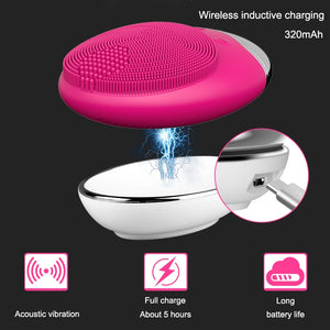 Electric Face Cleaner Sonic Silicone Facial Cleansing Brush Electric Ultrasonic Vibrating Face Massager Mini Pore Deep Cleaning