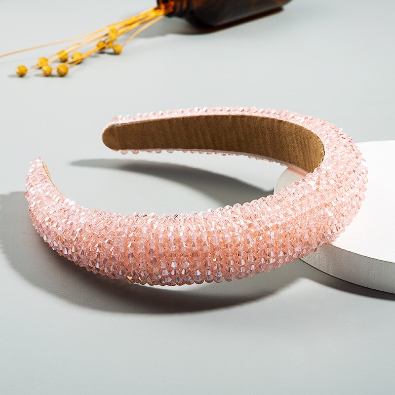 CN Baroque Full Crystal Hair Bands For Women Luxury Padded Diamond Headband Hair Hoop Christmas Gifts Christmas Hair Accessories