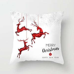 Elk Deer Santa Claus Snowman Christmas Cushion Cover Throw Pillow Xmas New Year Decor Home Decoration Polyester Pillowcase 40543