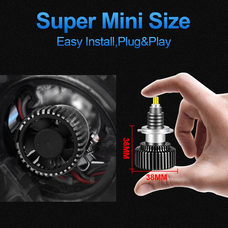 HLXG 2x H7 LED Auto Light 3D No Blind Zone 24 Sides led lamp 72PCS CSP Chips LED car headlight Super Bright H1 18000LM 12V 50W