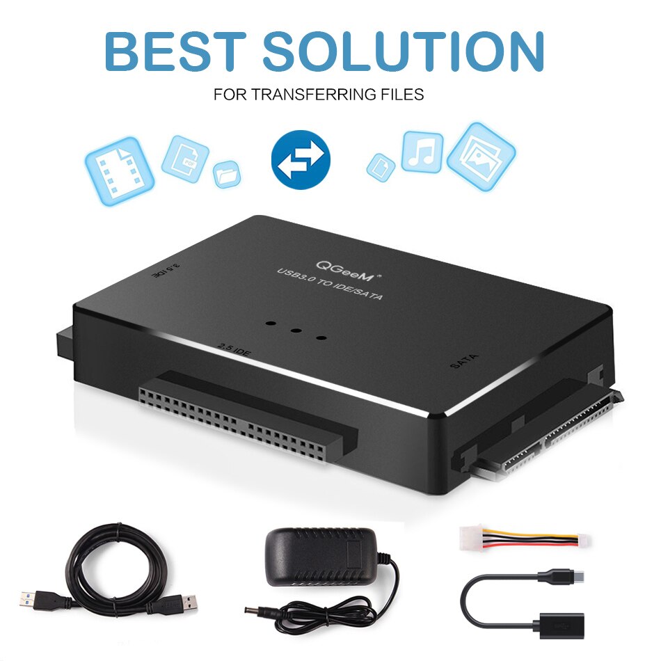 QGeeM SATA to USB IDE Adapter USB 3.0 Sata 2.5 3.5 Hard Disk Drive HDD SSD USB Converter IDE SATA to USB SATA Adapter Cable
