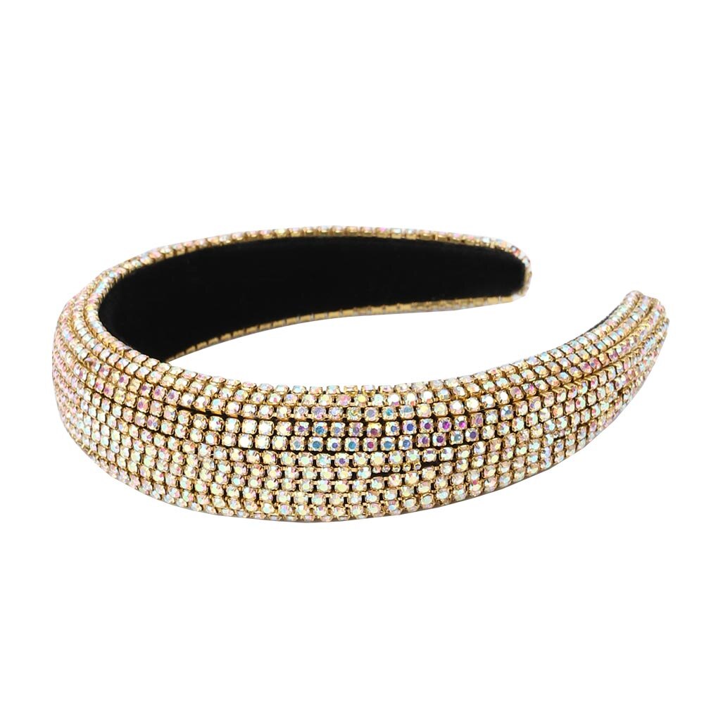 CN Baroque Full Crystal Hair Bands For Women Luxury Padded Diamond Headband Hair Hoop Christmas Gifts Christmas Hair Accessories