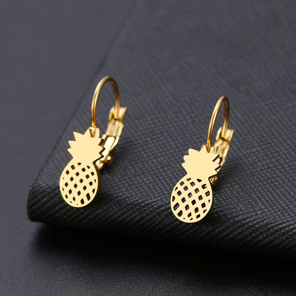 Fashion Earring World Map/Pineapple/Love Heart/Star Small Geometric Gift For Women Party Alentine's Day Stainless Steel Jewelry