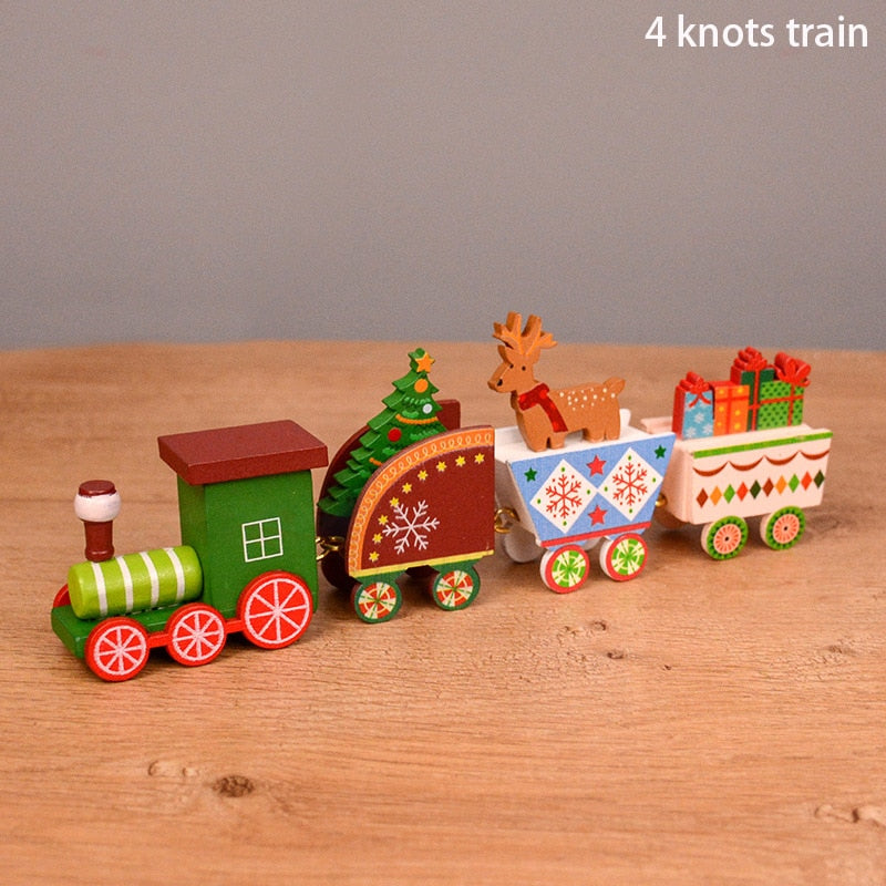 Wooden Christmas Train Ornament Christmas Decoration For Home Santa Claus Gift Toys Crafts Table Deco Navidad Xmas 2021 New Year