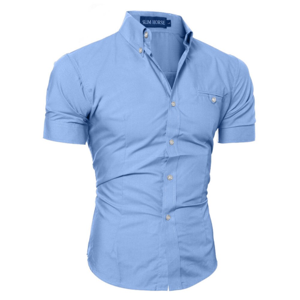 New Fashion Fashion Men's Luxury Short Sleeve Shirt Casual Slim Fit Stylish Shirts Tops Plus Size M-3XL