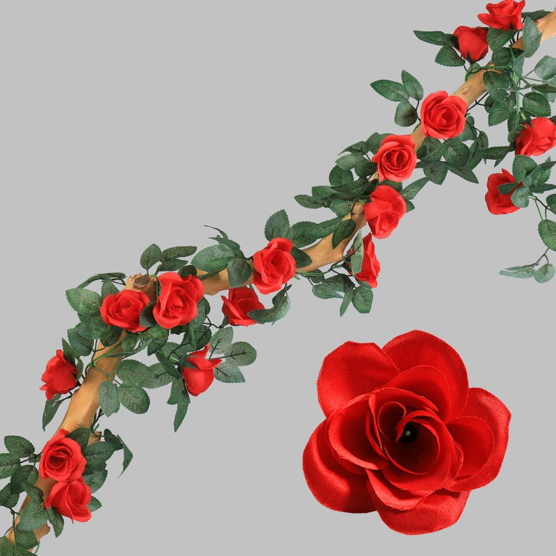 Artificial Flowers Rose 230cm length 16 to 69 flower Flowers for A Wedding Arch Flowers Garland Romantic Rose In Glass Dome
