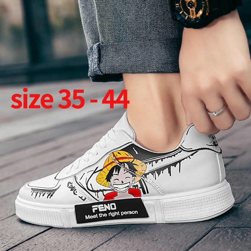 Men Sneakers Summer Breathable Shoes Super Light Casual Shoes Anime One Piece Print Male Tenis Masculino Sneakers