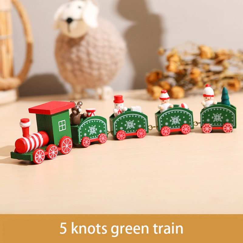 Wooden Christmas Train Ornament Christmas Decoration For Home Santa Claus Gift Toys Crafts Table Deco Navidad Xmas 2021 New Year