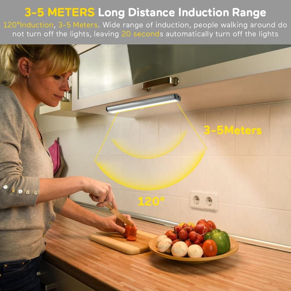 6/10 LEDs PIR LED Motion Sensor Light Cupboard Wardrobe Bed Lamp LED Under Cabinet Night Light For Closet Stairs Kitchen