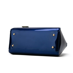 Women's Patent Leather Boston Bag Solid Color Large Capacity Handbag Casual Shoulder Diagonal Bag
