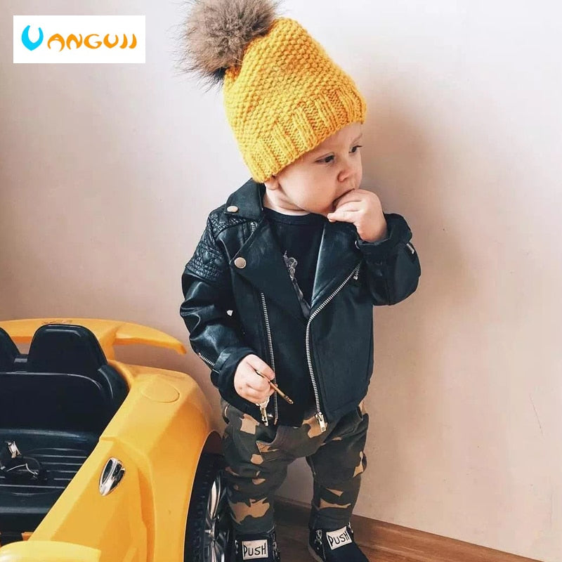 Veste en cuir synthétique pour garçons | Veste en polyuréthane, printemps-automne, moto pour enfant de 1 à 7 ans, mode, couleur diamant matelassé, fermeture éclair, manteau cool pour filles