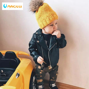 Veste en cuir synthétique pour garçons | Veste en polyuréthane, printemps-automne, moto pour enfant de 1 à 7 ans, mode, couleur diamant matelassé, fermeture éclair, manteau cool pour filles