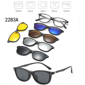 6 In 1 Custom Men Women Polarized Optical Magnetic Sunglasses Clip Magnet Clip on Sunglasses Polaroid Clip on Sun Glasses Frame
