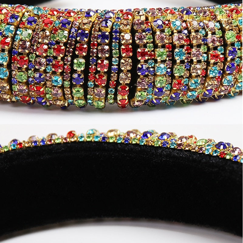CN Baroque Full Crystal Hair Bands For Women Luxury Padded Diamond Headband Hair Hoop Christmas Gifts Christmas Hair Accessories