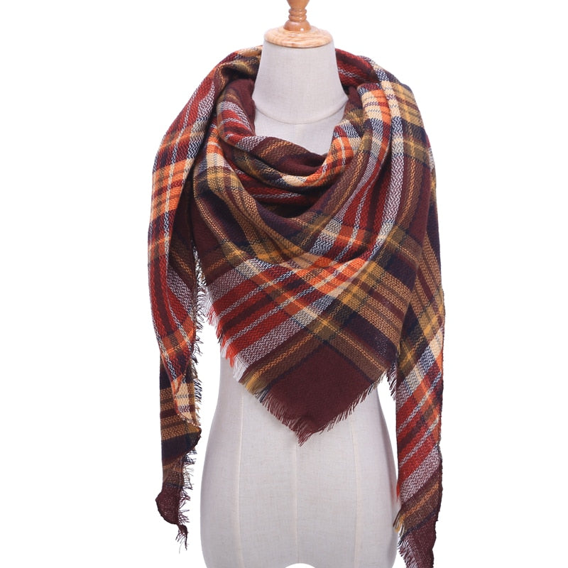 Designer 2020 knitted spring winter women scarf plaid warm cashmere scarves shawls luxury brand neck bandana pashmina lady wrap