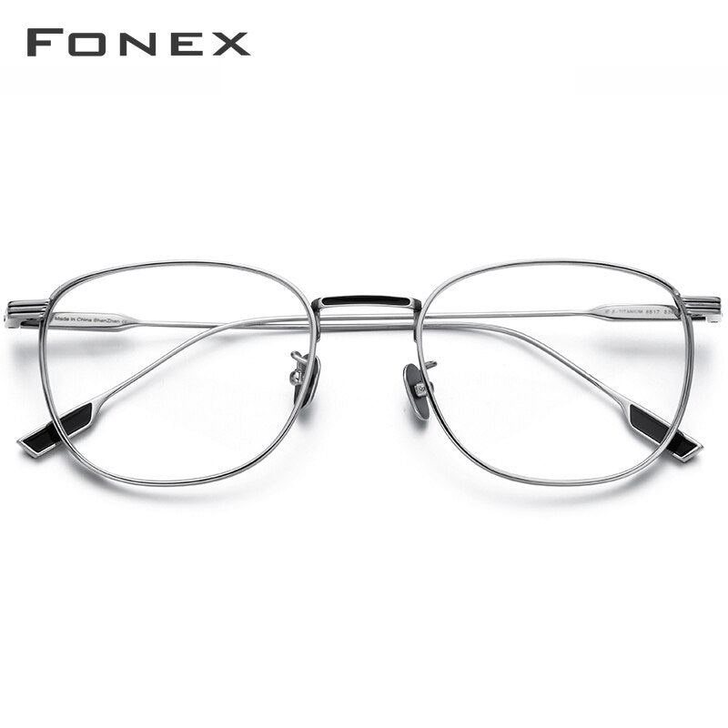 FONEX Pure Titanium Glasses Frame Women Vintage Round Myopia Optical Prescription Eyeglass Frame Men 2020 New Titan Eyewear 8517