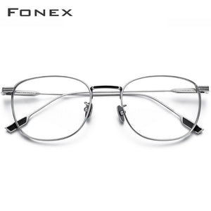 FONEX Pure Titanium Glasses Frame Women Vintage Round Myopia Optical Prescription Eyeglass Frame Men 2020 New Titan Eyewear 8517