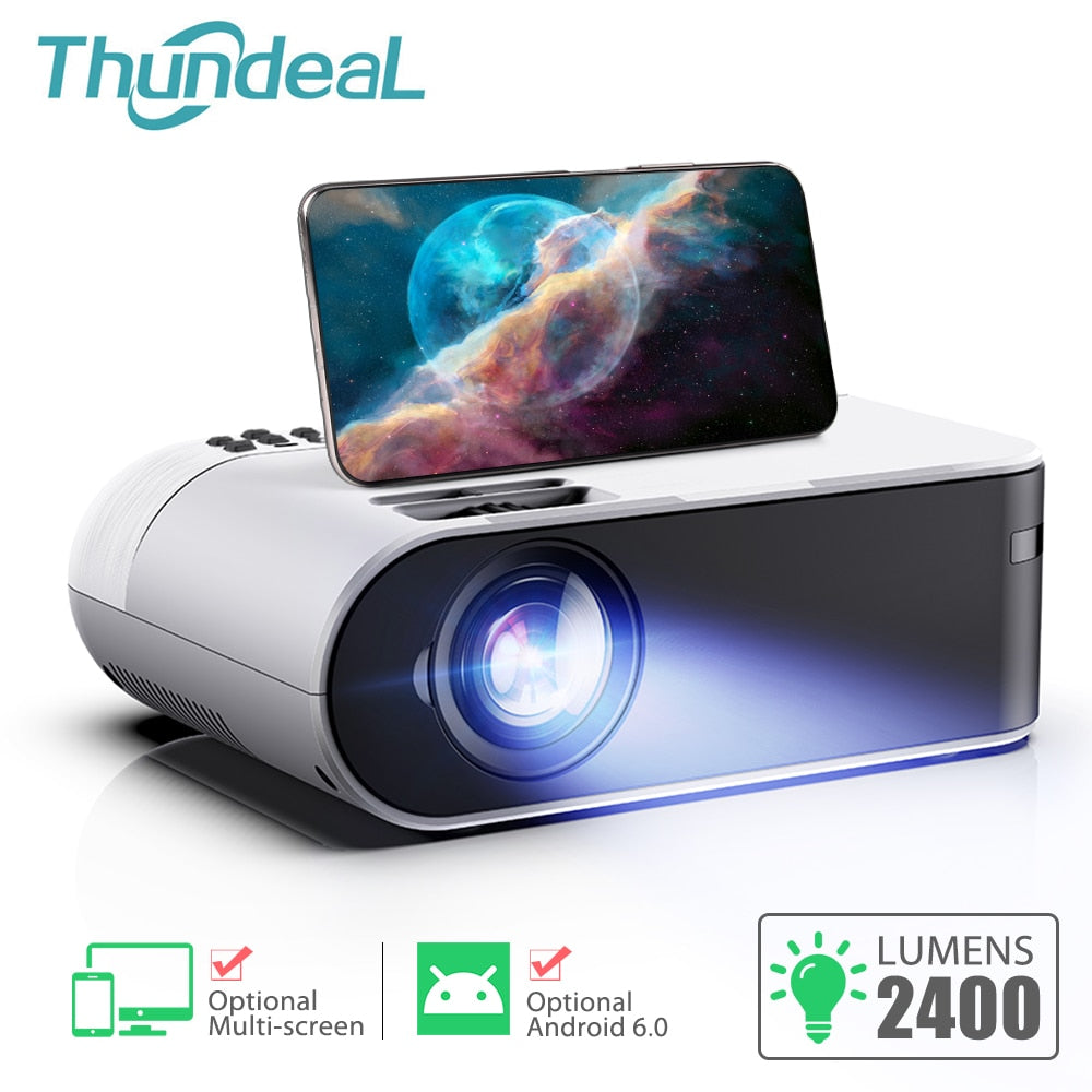 ThundeaL TD60 Mini Projector Portable WiFi Android 6.0 Home Cinema for 1080P Video Proyector 2400 Lumens Phone Video 3D Beamer