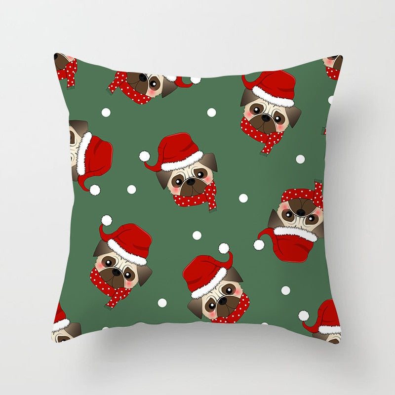 Elk Deer Santa Claus Snowman Christmas Cushion Cover Throw Pillow Xmas New Year Decor Home Decoration Polyester Pillowcase 40543