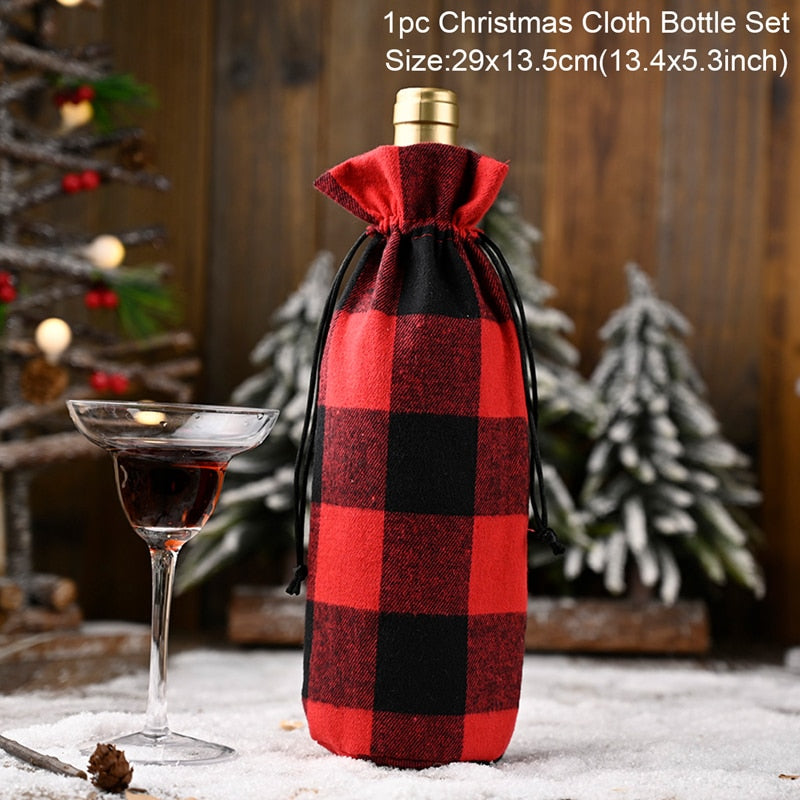 Christmas Wine Bottle Cover Merry Christmas Decor For Home 2020 Natal Noel Christmas Table Decor Xmas Gift Happy New Year 2021