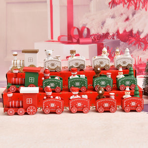 Wooden Christmas Train Ornament Christmas Decoration For Home Santa Claus Gift Toys Crafts Table Deco Navidad Xmas 2021 New Year