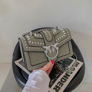 Swallow Sequined Crossbody Bag for Women 2020 New Fashion Rivet Shoulder Chain Bags Lady Purses and Handbags Wallet on Chain Cc