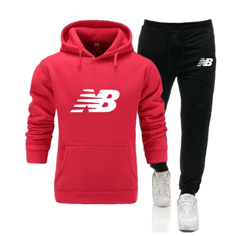 New Men Hoodies Suit Tracksuit Sweatshirt Suit Fleece Hoodie+Sweat pants Jogging