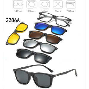 6 In 1 Custom Men Women Polarized Optical Magnetic Sunglasses Clip Magnet Clip on Sunglasses Polaroid Clip on Sun Glasses Frame