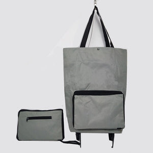 Portable Women Shopping Bag Folding Grocery Shopping Wheel Bag Small Pull Cart Buy Vegetables Food Storage Bag Organizer Tug Bag