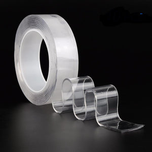 Adhésif Nano Double face réutilisable 1/2/3/5m | Bande sans trace, autocollants amovibles, disques à boucles adhésives lavables, Gadget de colle à nouer