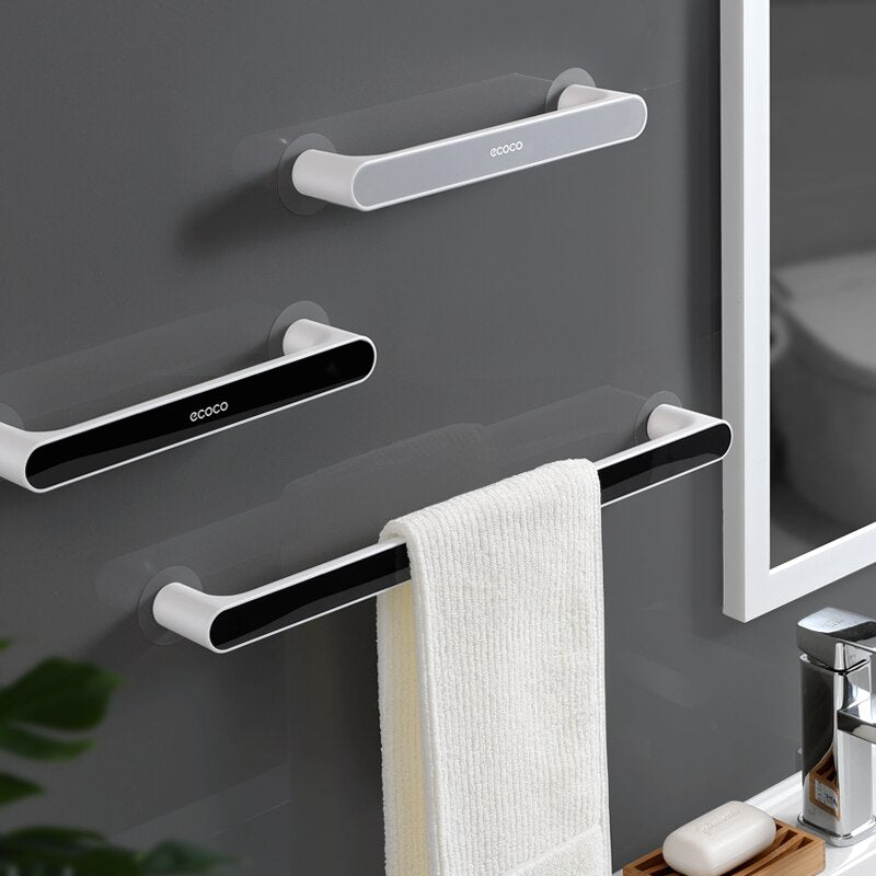 Self-adhesive Towel Holder Rack Wall Mounted Towel Hanger Bathroom Towel Bar Shelf Roll Holder Hanging Hook Bathroom Organizer