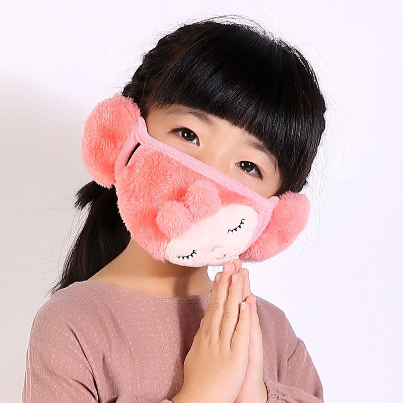 New Fashion Winter Earmuffs for Girls Bowknot Rabbit Earmuff Mouth Cover Plus Velvet Boys Ear Muff Wrap Band Ear Warmer Earlap