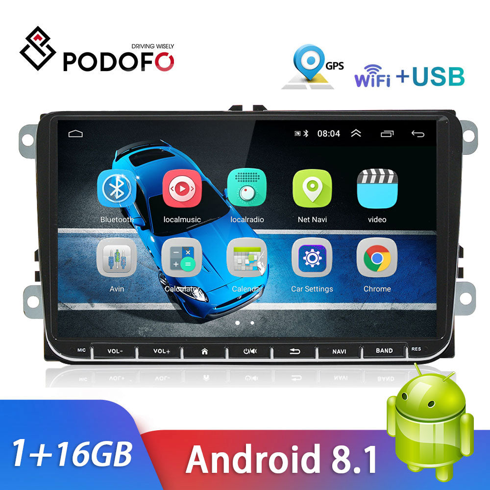 Podofo Android 8.1 Car Radio Stereo 9'' Multimedia Player Autoradio Mirror Link for VW Passat Golf MK5 MK6 Jetta Touran Seat