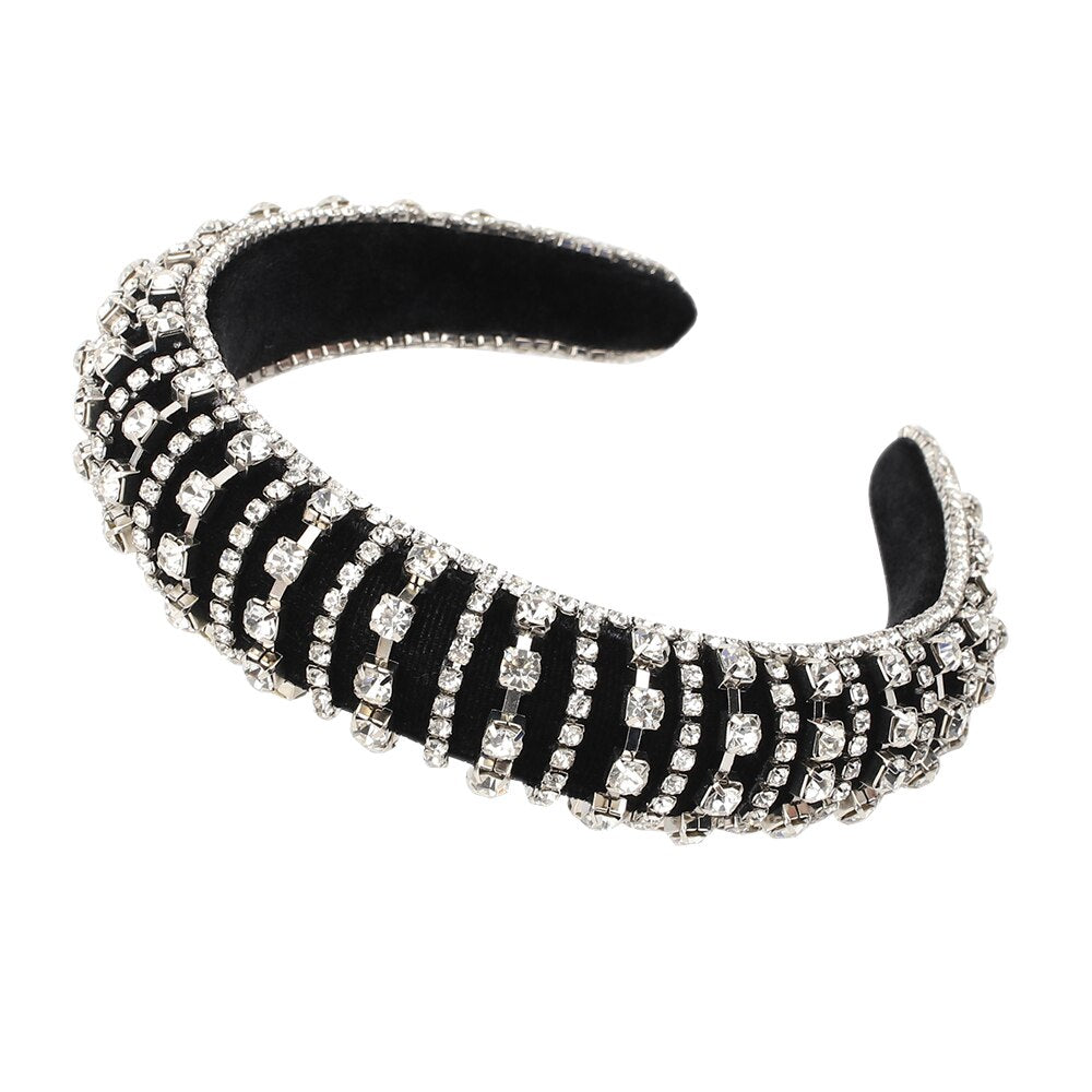 CN Baroque Full Crystal Hair Bands For Women Luxury Padded Diamond Headband Hair Hoop Christmas Gifts Christmas Hair Accessories