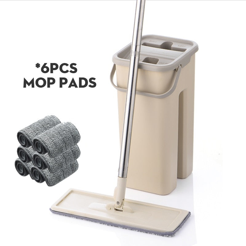 Magic Cleaning Microfiber Mop and Bucket Free Hand Mop with Bucket Floor Flat Mop Home Kitchen Floor Cleaner tool Drop Shipping
