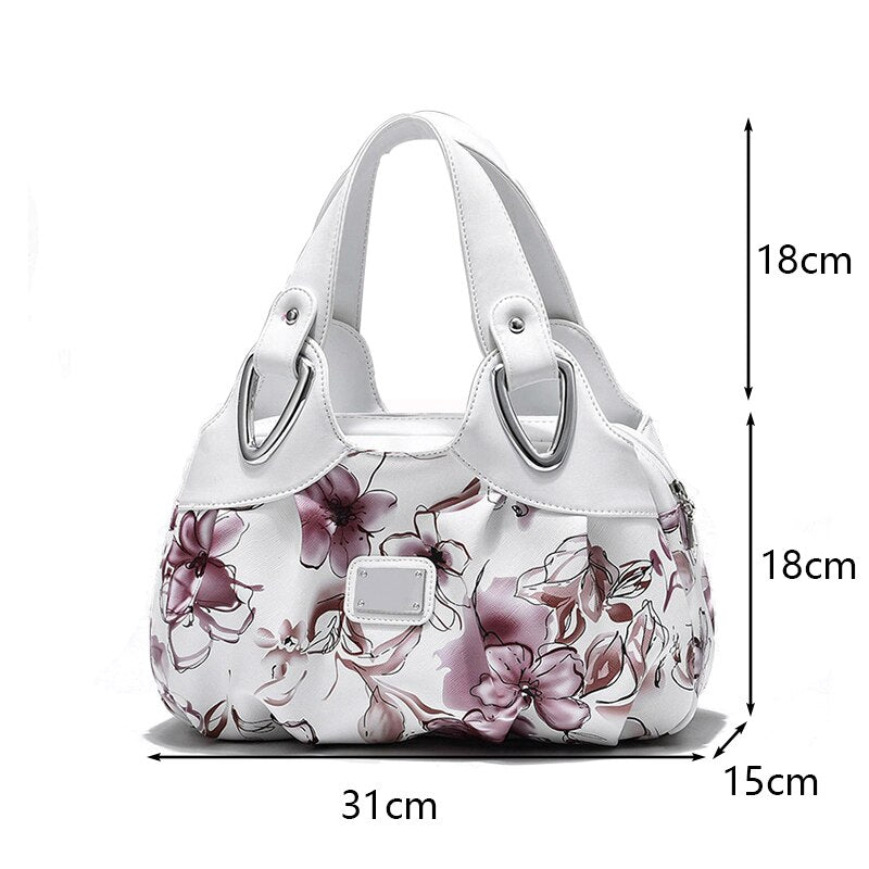 Luxury Flower Design Top-handle Ladies Handbag Women Shoulder Bags PU Leather Messenger Purse Bag Female Tote sac a main