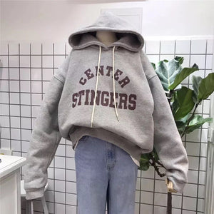 Women Leisure Letter Printed Hoodies Harajuku Sweatshirt Kawaii Korean Style Oversized Women Hoodies Winter Plus Size Female Pul