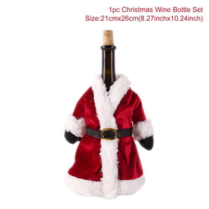 Christmas Wine Bottle Cover Merry Christmas Decor For Home 2020 Natal Noel Christmas Table Decor Xmas Gift Happy New Year 2021