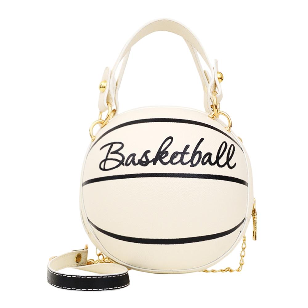 Fashion Basketball Round Shaped Shoulder Bags for Women Acrylic Chain Casual Small Totes PU Leather Messenger Crossbody Handbags
