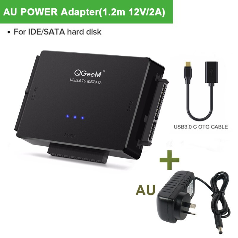 QGeeM SATA to USB IDE Adapter USB 3.0 Sata 2.5 3.5 Hard Disk Drive HDD SSD USB Converter IDE SATA to USB SATA Adapter Cable