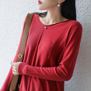 LITVRIYH New Women Sweater 100% Cotton Knitted Sweater Women Pullover V-Neck Long Sleeve Female Pullover Pull Femme Jumper Tops